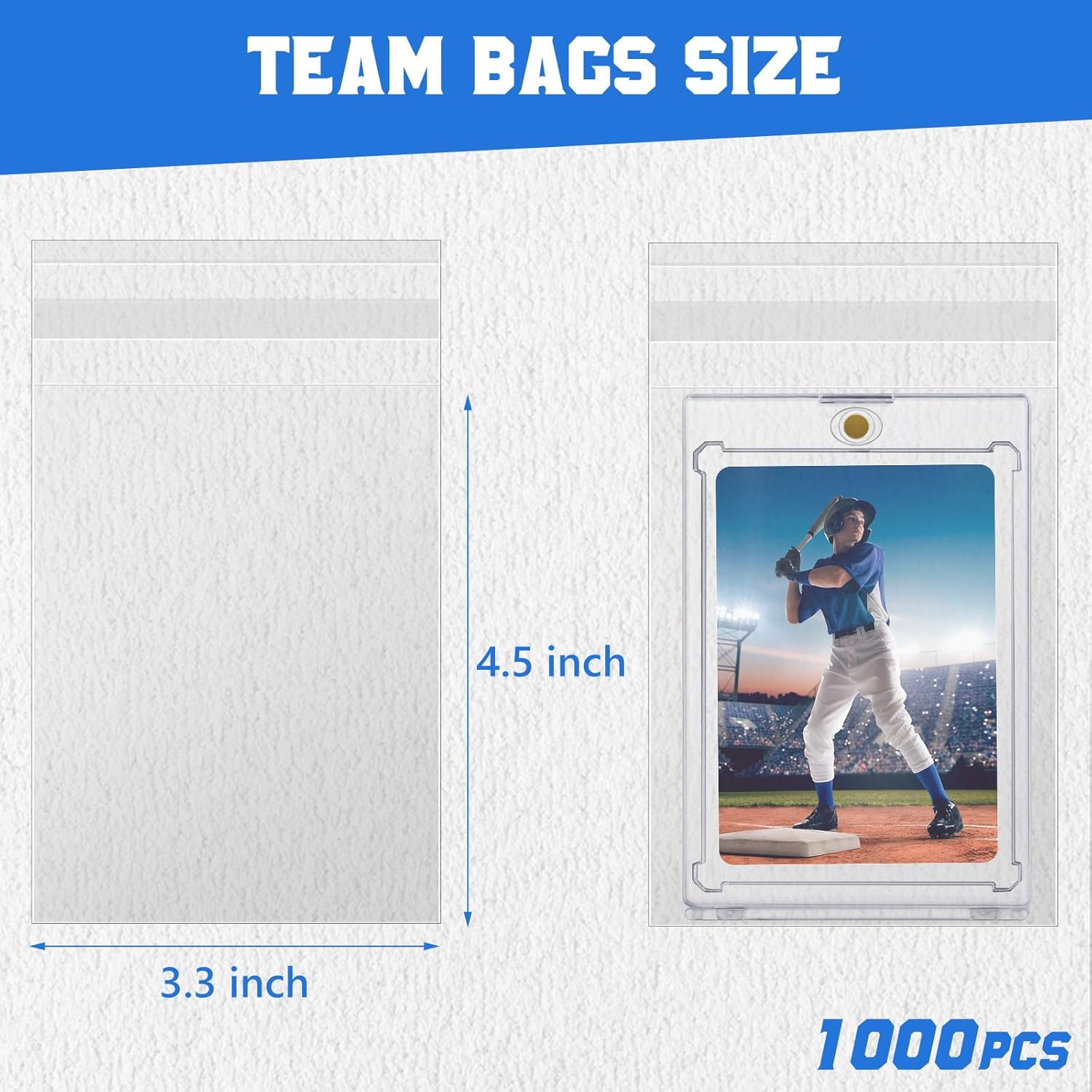 DEDC 1000Pcs Card Bags for One Touch Magnetic Card Holder, Team Bags for Trading Cards Resealable Card Sleeves Exact Fit Sleeves for 35PT Magnetic