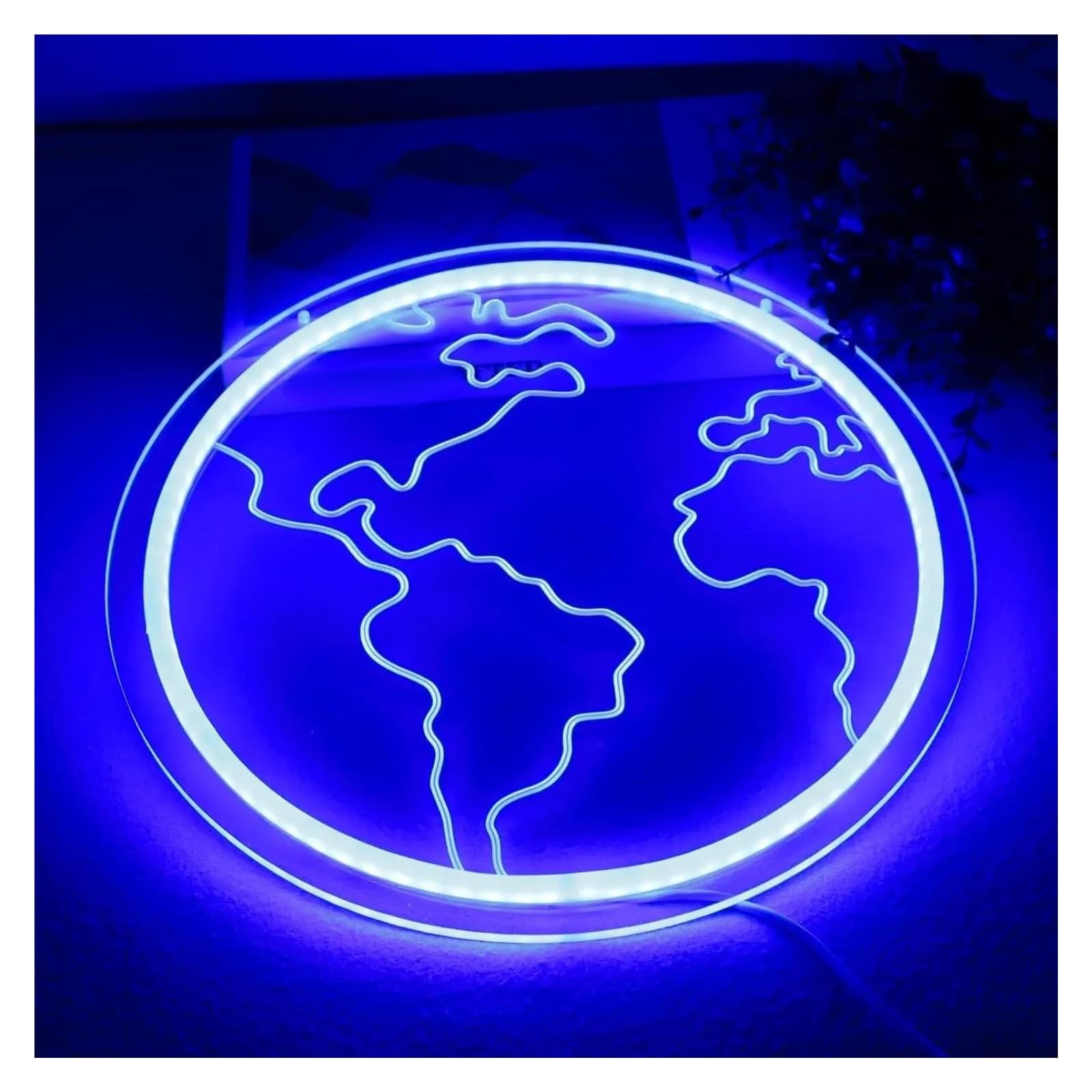 néon signe Enseigne Lumineuse Planète Terre, Intensité Variable Pour Salle De Classe, Chambre D'enfant, Fête, Anniversaire, Décoration Murale, 31cmx31cm