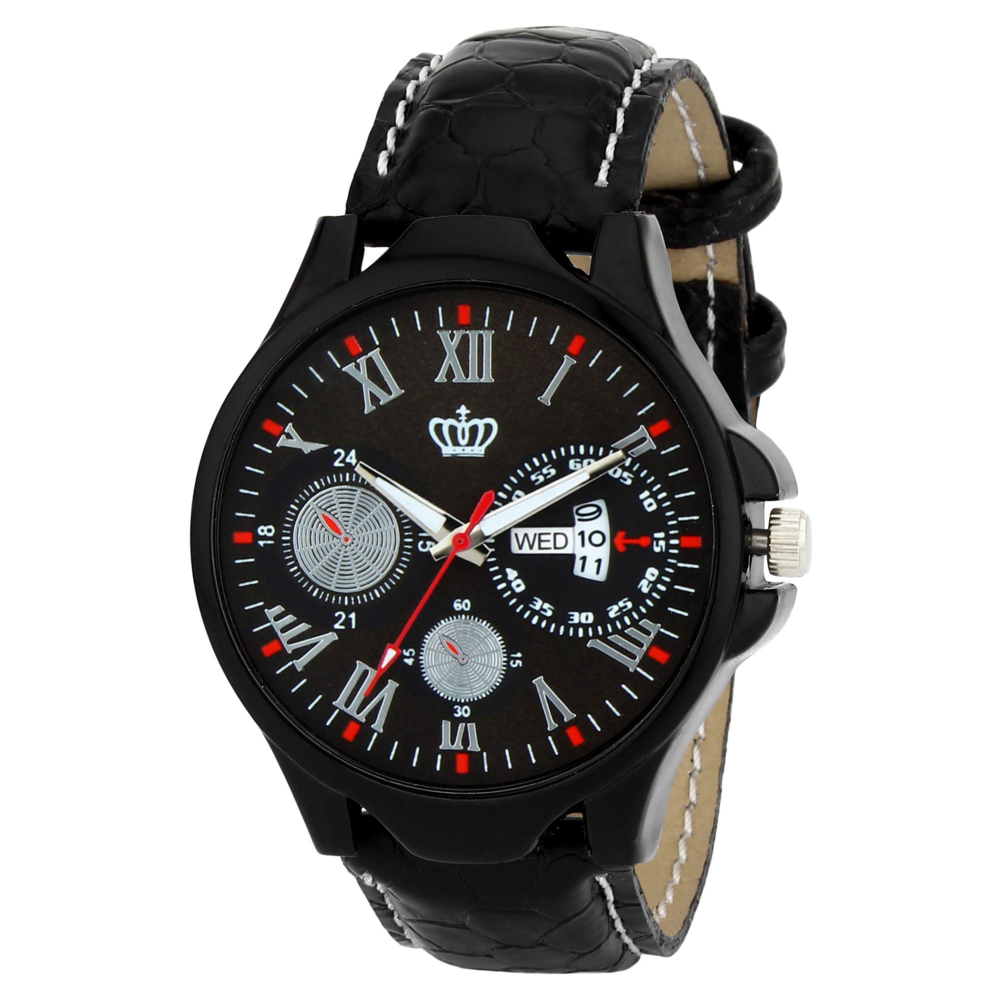 SMAEL Exclusive Quartz Movement Leather Strap Day and Date Black Dial Analogue Mens and Boys Wrist Watch (CSM02) (B07MF8LZW1) Amazon Price History, Amazon Price Tracker
