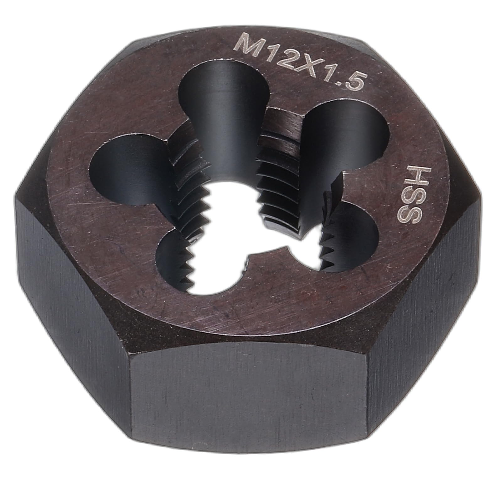 Troquel de rosca hexagonal M12 x 1.5 en acero de alta velocidad para reparación métrica derecha