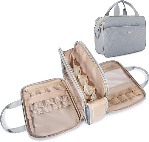 BAGSMART Neceser grande, organizador de maquillaje de viaje, resistente al agua, bolsa de cosméticos para maquillaje, bolsa de viaje para