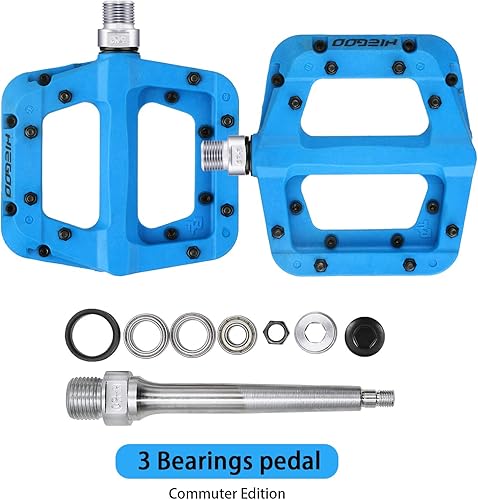 Miniatura 4 de Pedales de bicicleta de montaña Pedales planos de bicicleta de fibra de nailon resistentes antideslizantes para BMX MTB 916 pulgadas (azul)