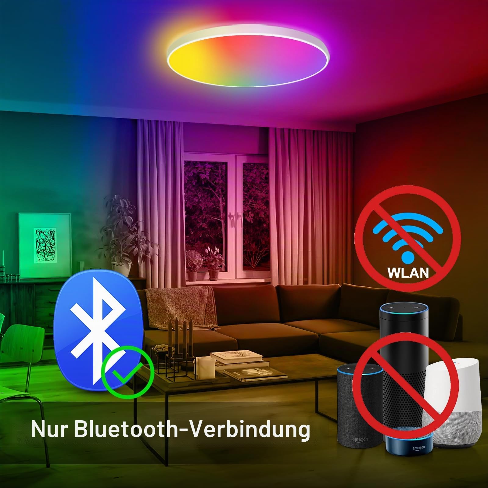 Led Deckenlampe Dimmbar mit Fernbedienung, [4 Stücke] 24W 16 Millionen RGB Farbwechsel Smart led Deckenleuchte Steuerbar via App, 2400LM Deckenbeleuchtung Ø30CM Lampe für Wohnzimmer Schlafzimmer, Weiß
