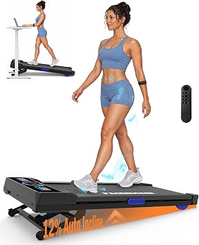 Walking Pad Treadmill 450 lb Capacity, Auto Incline Under Desk Treadmill