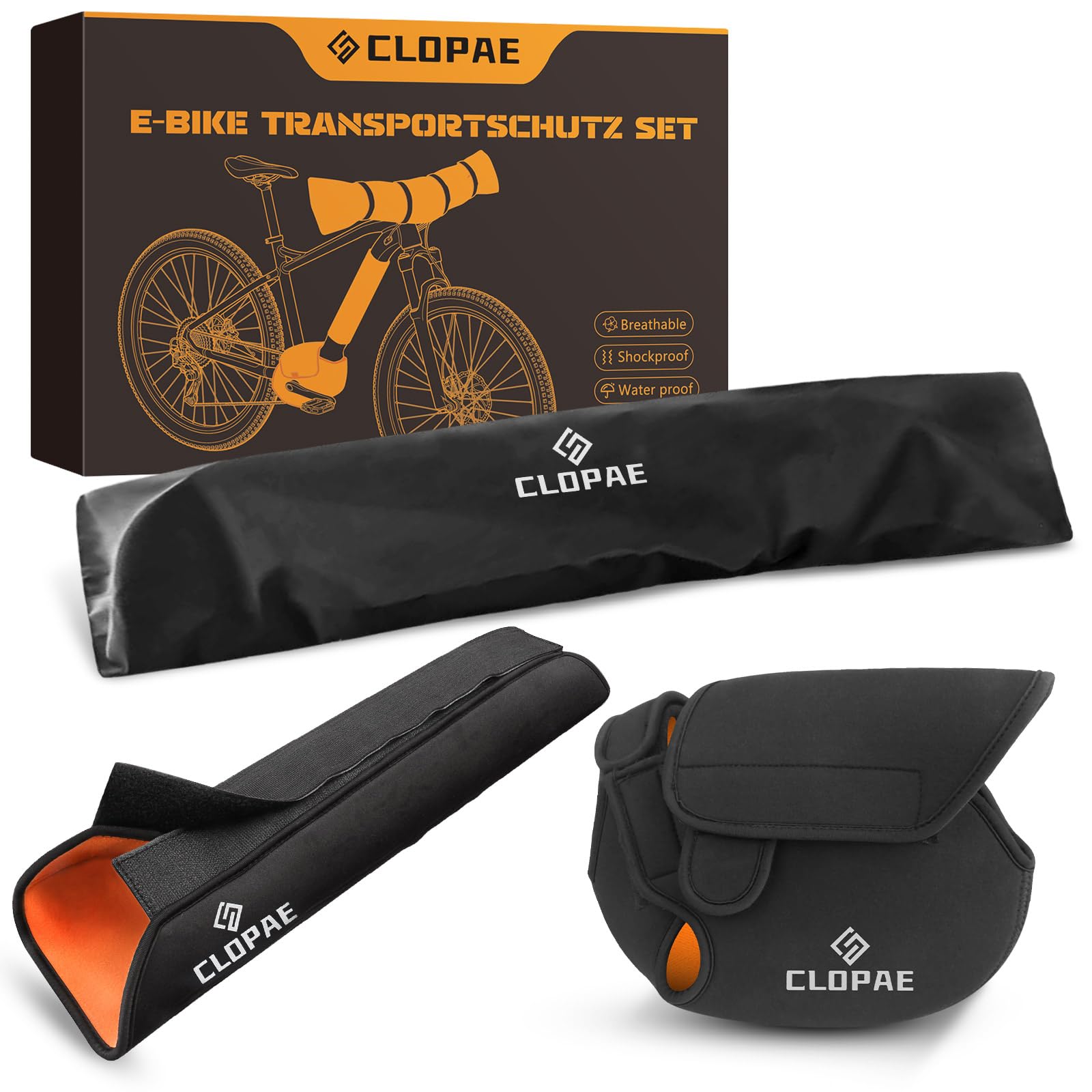 CLOPAE 3-Teiliges E-Bike Transportschutz Set, Lenker schutzhülle I Akku Schutzhülle I Motor Schutzhülle, E bike Schutzhülle Schutz vor Nässe, Staub und Schmutz