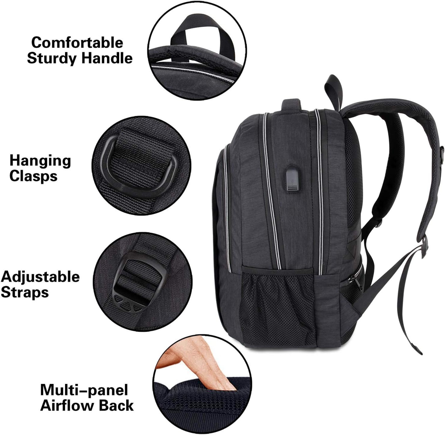 Exсluѕіvе Dіѕсоunt 70% Prісе JEMIA Multipurpose Collection 15.6 Laptop Holder, USB Port, Anti-Theft Pocket Backpack (Black, Polyester)