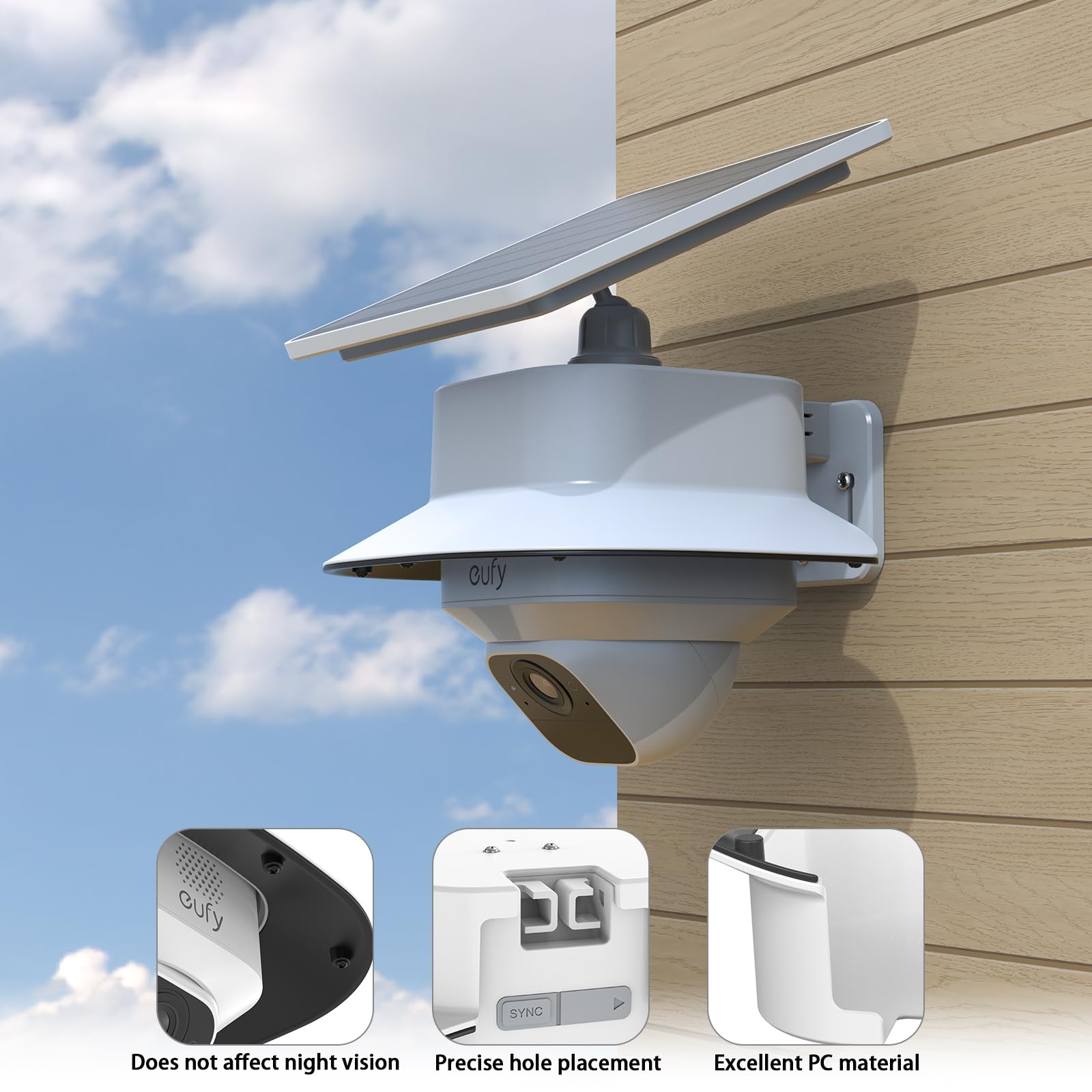 HOLACA Sun Rain Shade Couvercle de caméra compatible avec eufy Security SoloCam E30/E42 et eufy Security 4G LTE Cam S330