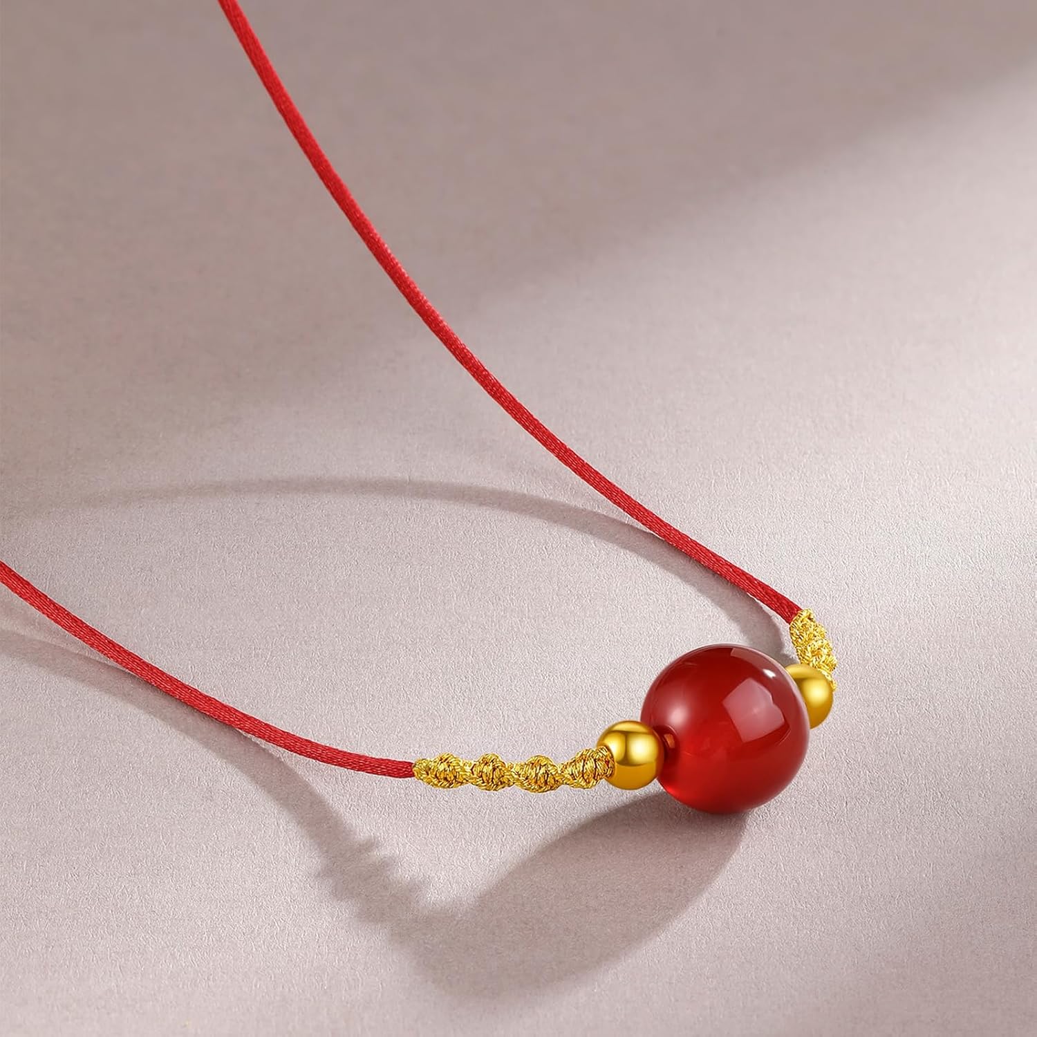 24K Gold Pendant Necklace Agate Chain Necklaces Black Choker Dainty Natural Stone Healing Beads Red Rope Link Layered Adjustable Jewelry Energy Pendants Colorful Charms Lucky Gifts for Women Men
