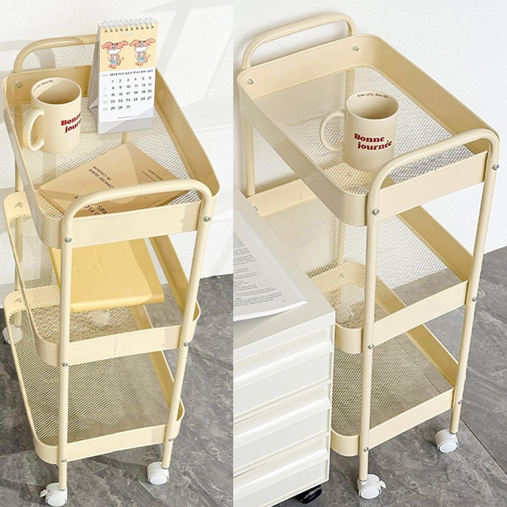 Baby Diaper Caddy Organizer Cart - Multifunction 3 Tier Rolling Cart Lightweight Utility Baby Essentials for Nursery Storage Mobile Utility Cart for Nursery, Kitchen, Bathroom, Craft Room (Yellow)