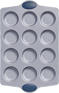 BRONYPRO Ceramic Muffin Pan,12-Cup Nonstick Aluminized Steel Cupcake Pans, Healthy Non-Toxic Ceramic Coating Muffin Tin, 1 Pack Cup Cake Pans for Baking Blue
