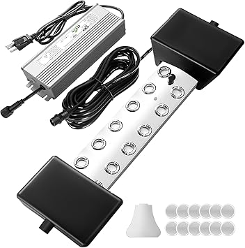 Ultrasonic Fogger, 12-Head Ultrasonic Mist Maker, 9000ml/H 400W Mist Maker Fogger with Buoy, IP67 Waterproof Power Supply for Pond, Garden, Lawn, Rockery, Greenhouse, Halloween Decoration