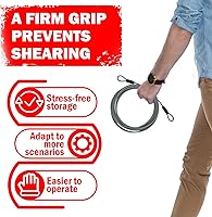 Vista 7 de 1/8inch Stainless Steel Security Cable 4/6/10/15FT Luggage Lock Safety Wire Flexible Steel Wire Rope With Double Loop (2 Pack)