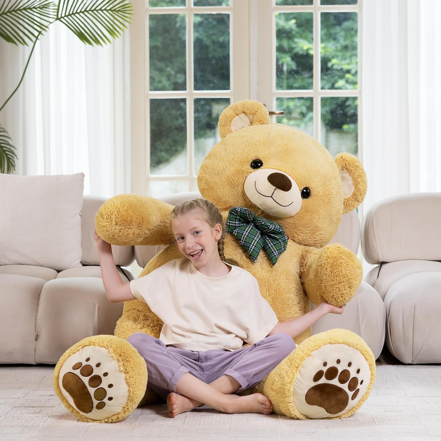 6ft Giant Teddy Bear Stuffed Animal, 72" Big Teddy Bear Plush Toy, Life Size Stuffed Bear Gift for Girlfriend, Wife, Kids at Valentine's Day, Christmas, Jumbo Soft Baby Shower Decor, Tan