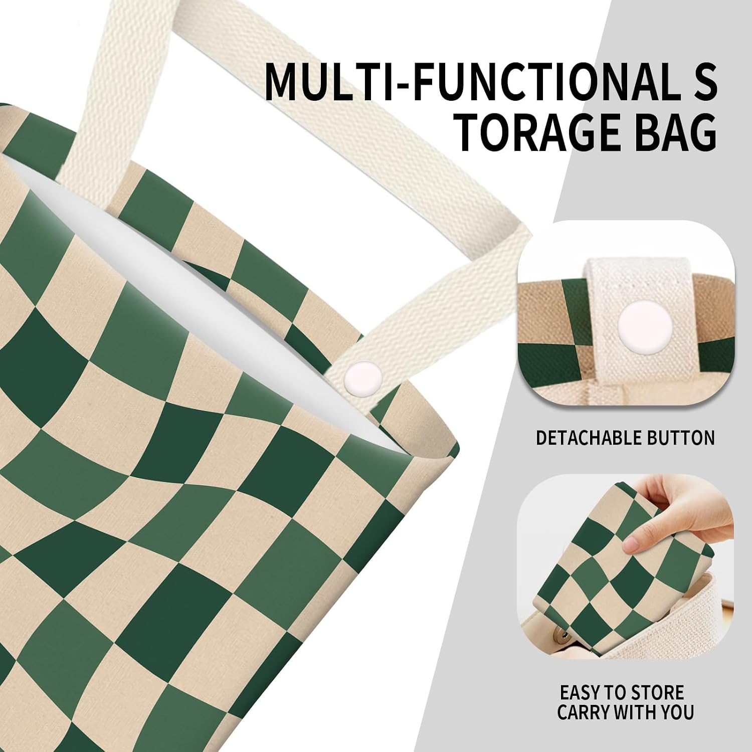 Car Garbage Can, Seat Back Hanging Cute Car Trash Can Bag, Car Organizer and Storage Bag for Travelling, Outdoor Cute Green Checkerboard