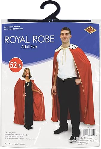 Miniatura 6 de Beistle Bata roja tamaño King y Queen para adultos accesorios de disfraz de Mardi Gras 54 pulgadas multicolor