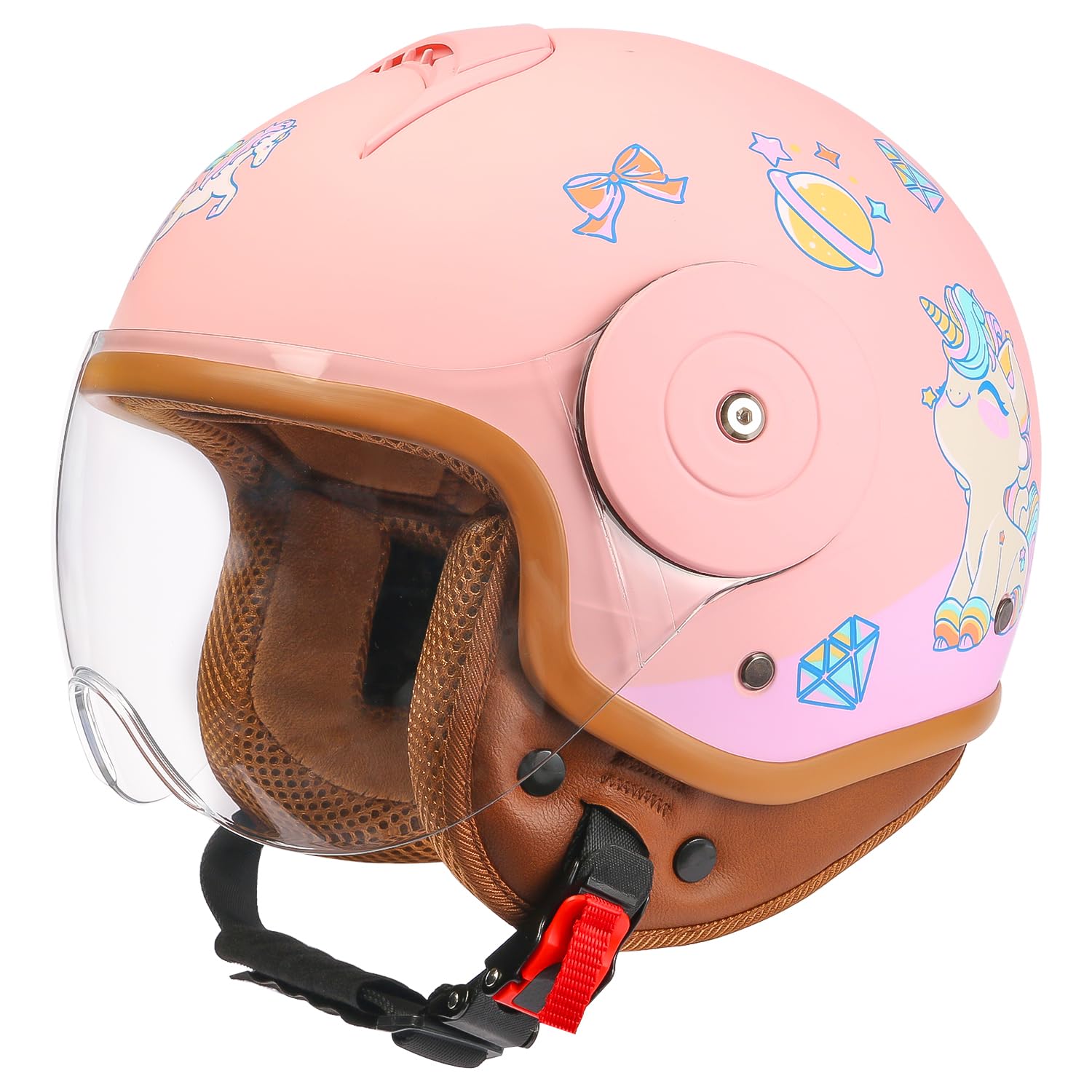 Kids 3/4 Open Face Motorcycle Helmets for 4-15 Years Old, Youth Child Dirt  Bike ATV Helmets, Lightweight Vintage Half Helmet for Electric Scooter