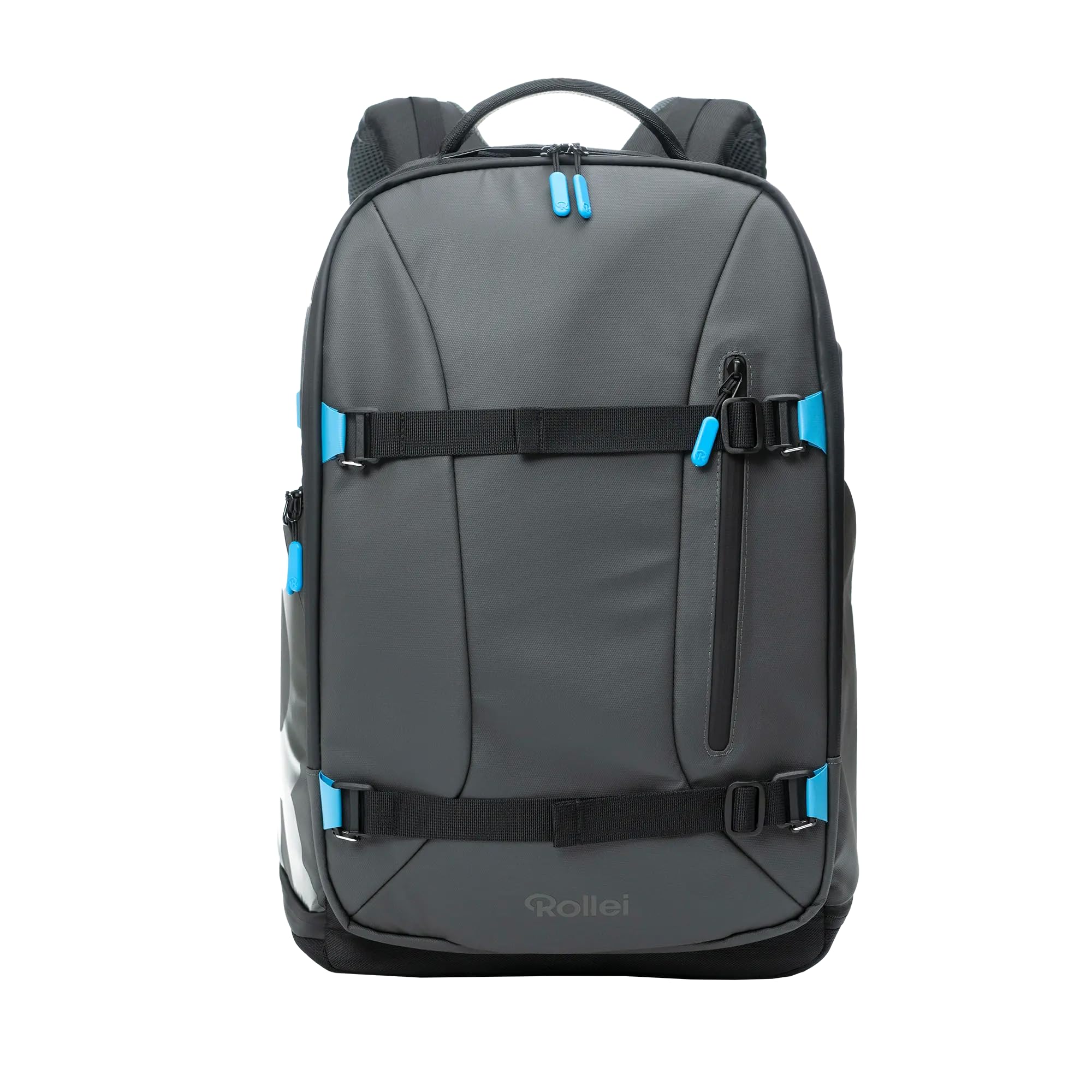 Rollei Fotoliner Ocean Pro: Großer Kamerarucksack in Schwarz aus 49 recycleten PET-Flaschen, Handgepäck-geeignet, inkl. Laptop-Fach, versetzbare Trennwände