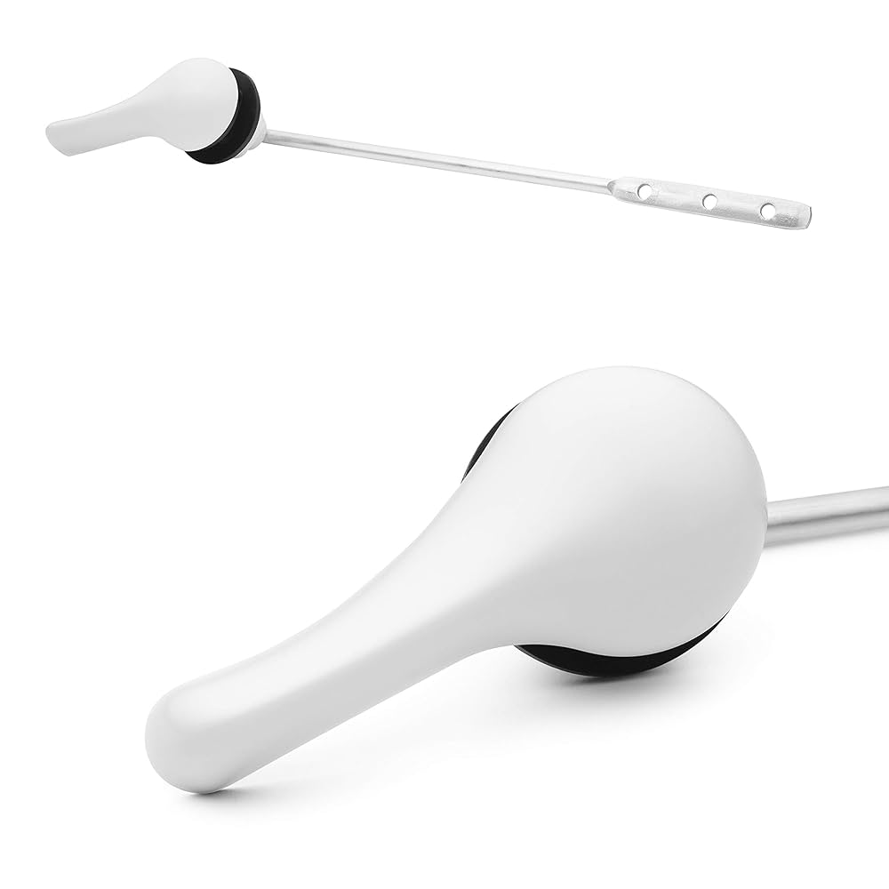 1 Set Universal Toilet Handle Replacement Kit With Stainless Steel Flapper Chain And Aluminum Alloy Arm, White Front Mount Toilet Flush Handle Replacement Toilets Handles Lever Replacements, White
