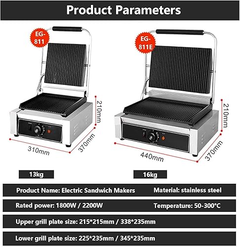 Miniatura 6 de Tostadora de sándwich, waflera eléctrica y parrilla, platos antiadherentes para una fácil limpieza, un color, 2200 W