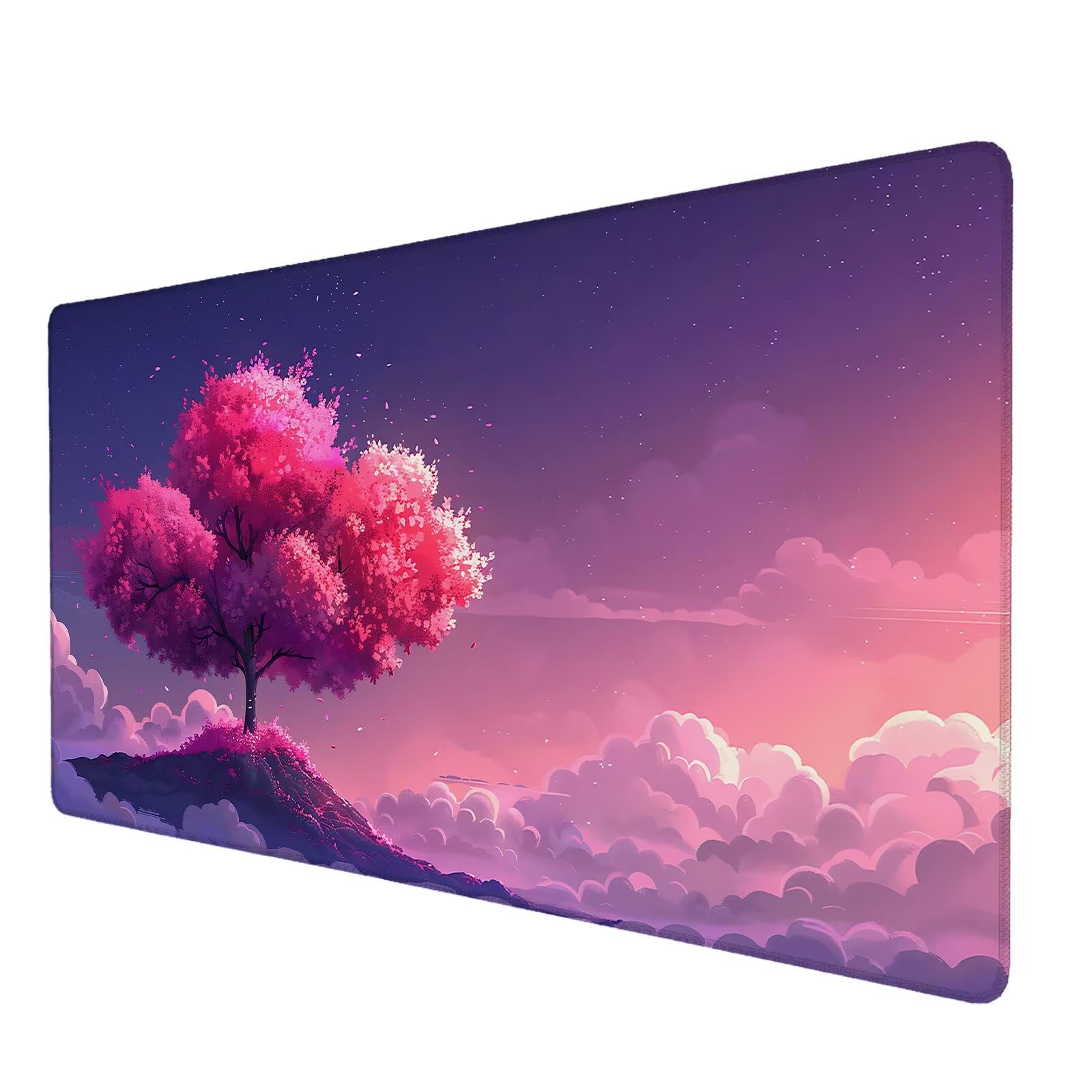 Różowa podkładka pod mysz, duża podkładka pod mysz 900 x 400 mm, podkładka pod mysz do gier, podkładka na biurko ze zszytymi krawędziami, podkładka pod mysz do klawiatury, podkładka pod mysz do pracy
