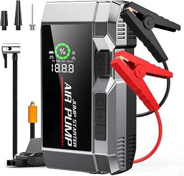 7000A Car Jump Starter with Air Compressor, 35000mAh Portable Car Battery Charger, Jump Starter Battery Pack All Gas/10.0L Diesel, 150PSI Tire Inflator, 70 Starts 12V Auto Battery Booster