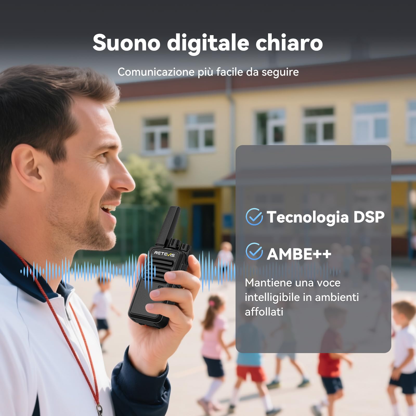 Retevis RT668D Walkie Talkie PMR 446 con Doppia Modalità Digitale e Analogica, Ricaricabile 2000mAh Tipo-C, Chiamata di Gruppo, 256 Canali, Ricetrasmittenti DMR per Negozi e Scuole (confezione da 2)