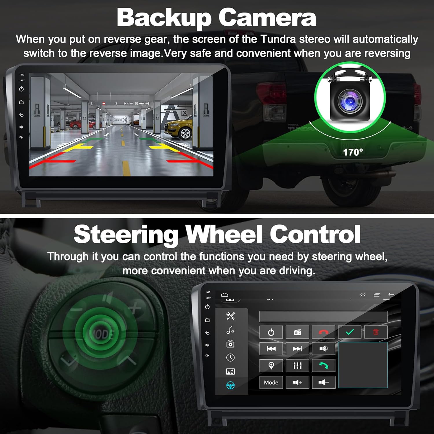 Upgrade Car Radio for Toyota Tundra 2007-2013 Sequoia 2008-2012,10.1" IPS Touch Screen 4+64GB Tundra Stereo with Wireless CarPlay & Android Auto GPS WiFi Voice Control Bluetooth 5.2 Mirror Link SWC FM