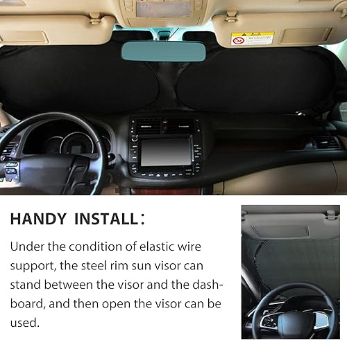 Miniatura 5 de Siapupy Parasol para parabrisas con bolsa de almacenamiento para SUV, protector solar de poliéster 190T duradero para ventana delantera, accesorios