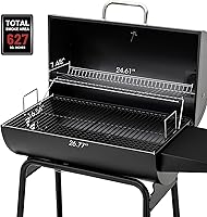 Vista 4 de Royal Gourmet CC1830 Parrilla de Carbón de Barril de 30 Pulgadas con Rejilla de Calentamiento, Parrilla de BBQ al Aire Libre con 627 Pulgadas