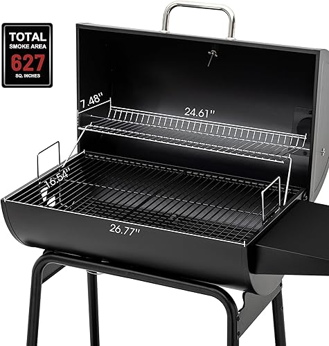 Miniatura 4 de Royal Gourmet CC1830 - Parrilla de carbón de 30 barriles con mesa lateral, 627 pulgadas cuadradas, para exteriores, patio y fiestas, color negro