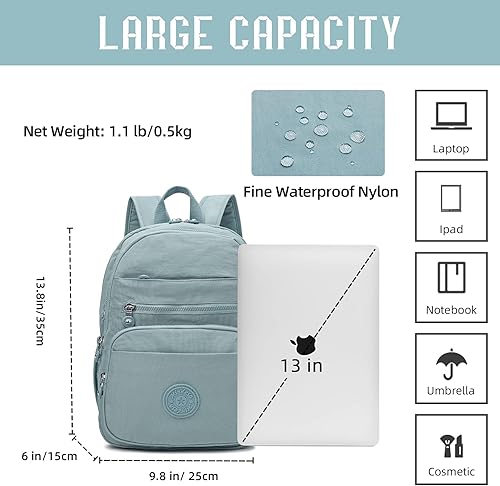 Miniatura 2 de Mochila impermeable de senderismo para laptop de 13 pulgadas para mujeres y hombres, mochila de viaje, Azulclaro, Mochilas de viaje