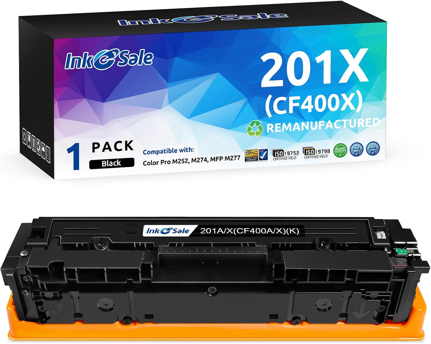 Ink E-Sale Replacement for HP CF400X HP 201X HP CF400A Black Toner Cartridge for use with HP Color LaserJet Pro MFP M277dw M252dw MFP M277n M252n Printer, 1 Pack
