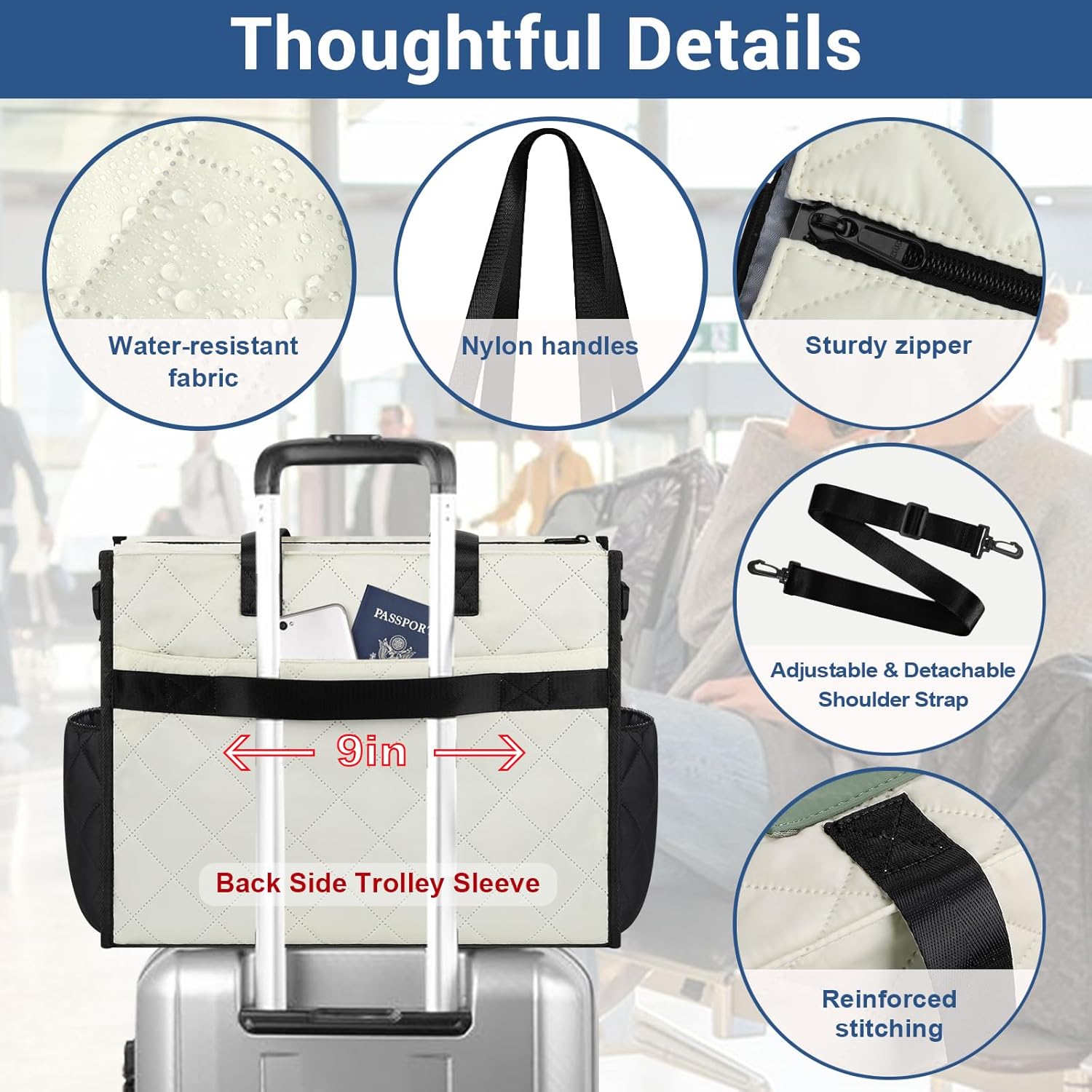 IBFUN Utility Tote Bag with 14/24 Pockets Zip Top Teacher Tote Bag for Teacher/Work Women - Image 6