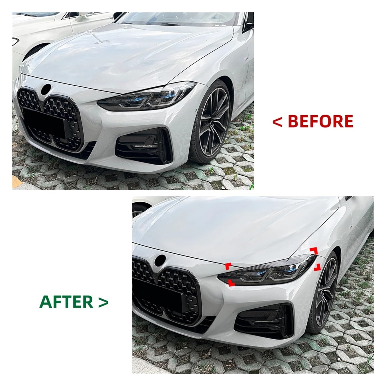 Adesivo for sopracciglia anteriori, copertura for palpebre dei fari laterali, compatibile con BMW Serie 4 G22 G23 G26 M3 M4 G80 G81 G82 G83 2020-2025(Gloss black)