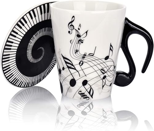 Miniatura 1 de Taza de café de cerámica con tapa para músicos de 129 onzas color negro