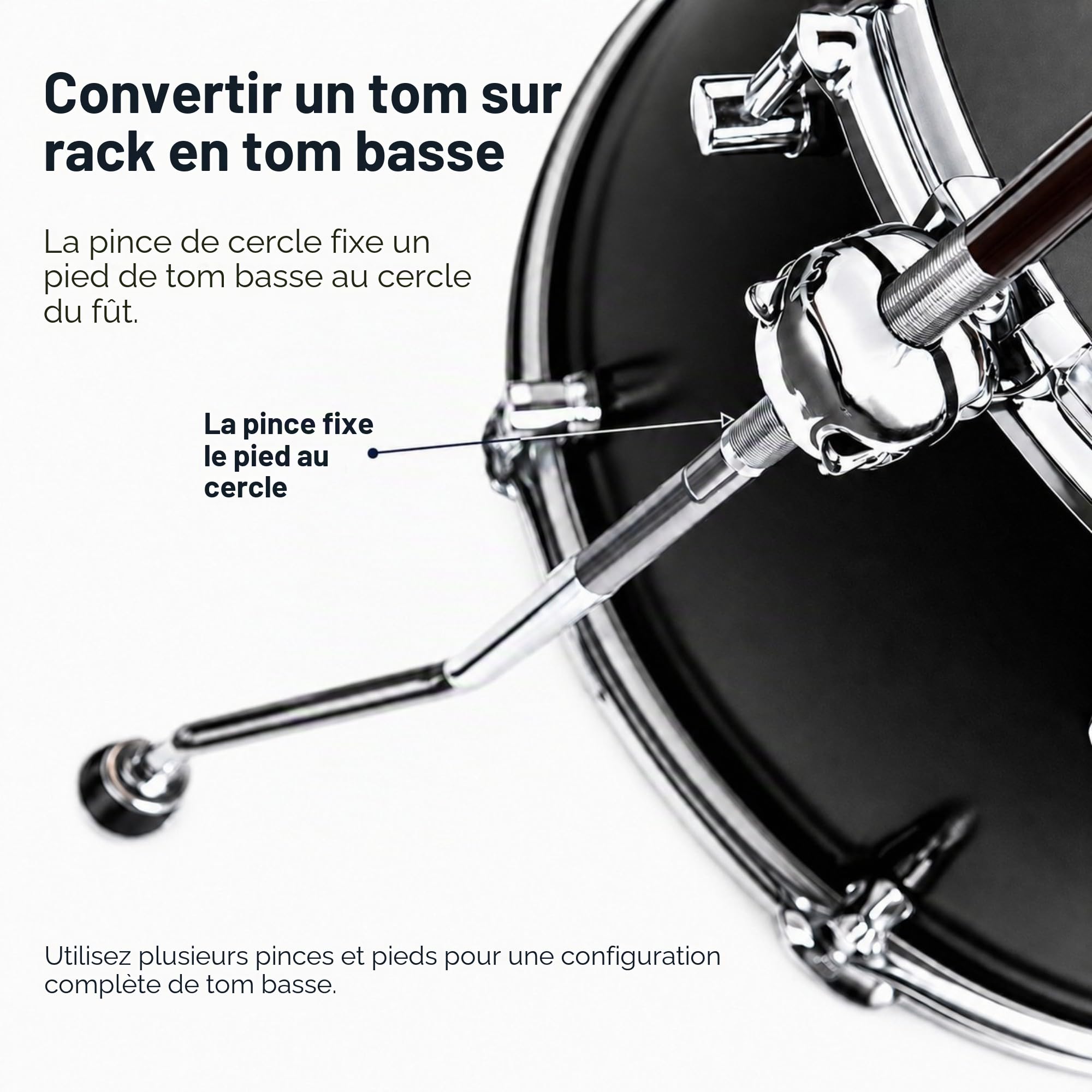 Support de fixation, pince de cerceau de caisse claire pour Cowbell, jam block, tambourine, splash, cymbale