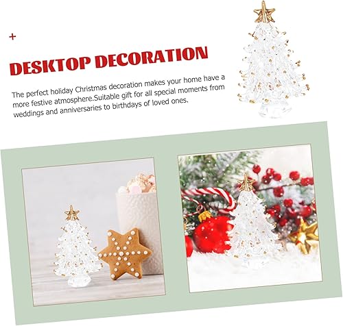 Miniatura 8 de Árbol de Navidad de cristal, chimenea, decoración de escritorio, mini plantas artificiales, árbol de cristal pequeño, árbol de Navidad falso, mini