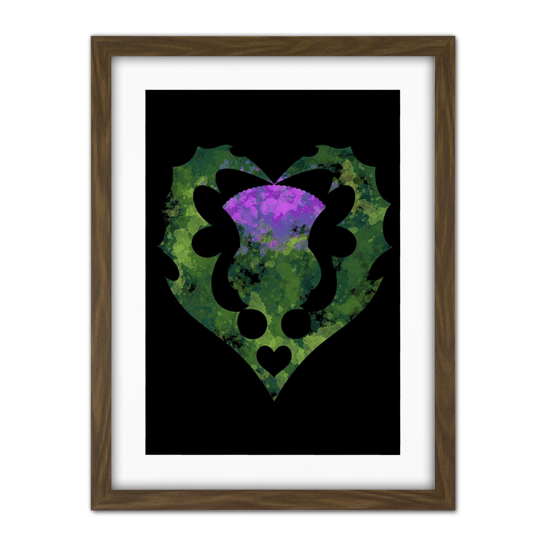 Wee Blue Coo Thistle Scottish Flower Heart Artwork Framed Wall Art Print 18X24 Inch