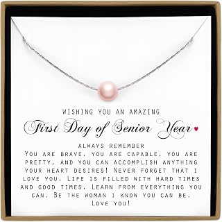 Cunno Senior Year Necklace Gift with Card Personalized Back to School Jewelry Gift Adjustable Length Class of 2026 12th Grade for Girls Daughter Friends