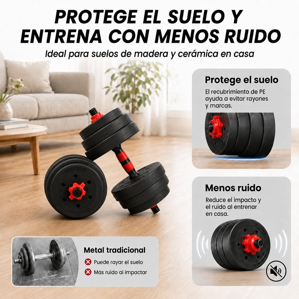 Mancuernas Ajustables 20kg/30kg, Juego de Pesas y Mancuernas 2 en 1 con Barra de Conexión, Set dePesas Ajustables con Cierre Seguro para Gimnasio en Casa y Entrenamiento de Fuerza