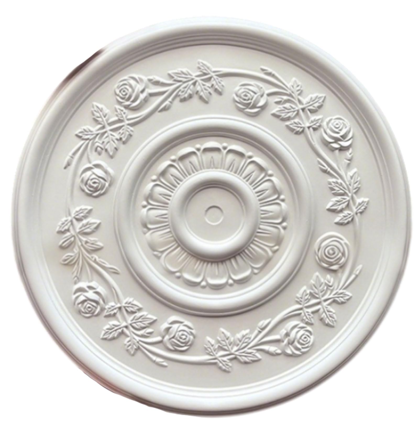 Foelanne White C Ceiling Medallion White Lightweight Pu No Drilling Multiple Sizes(,60Cm)