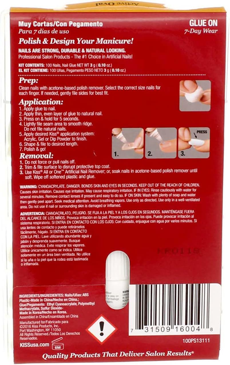 KISS Full Cover Nails Kit, Medium, Active Oval 1 ea (Pack of 5)
