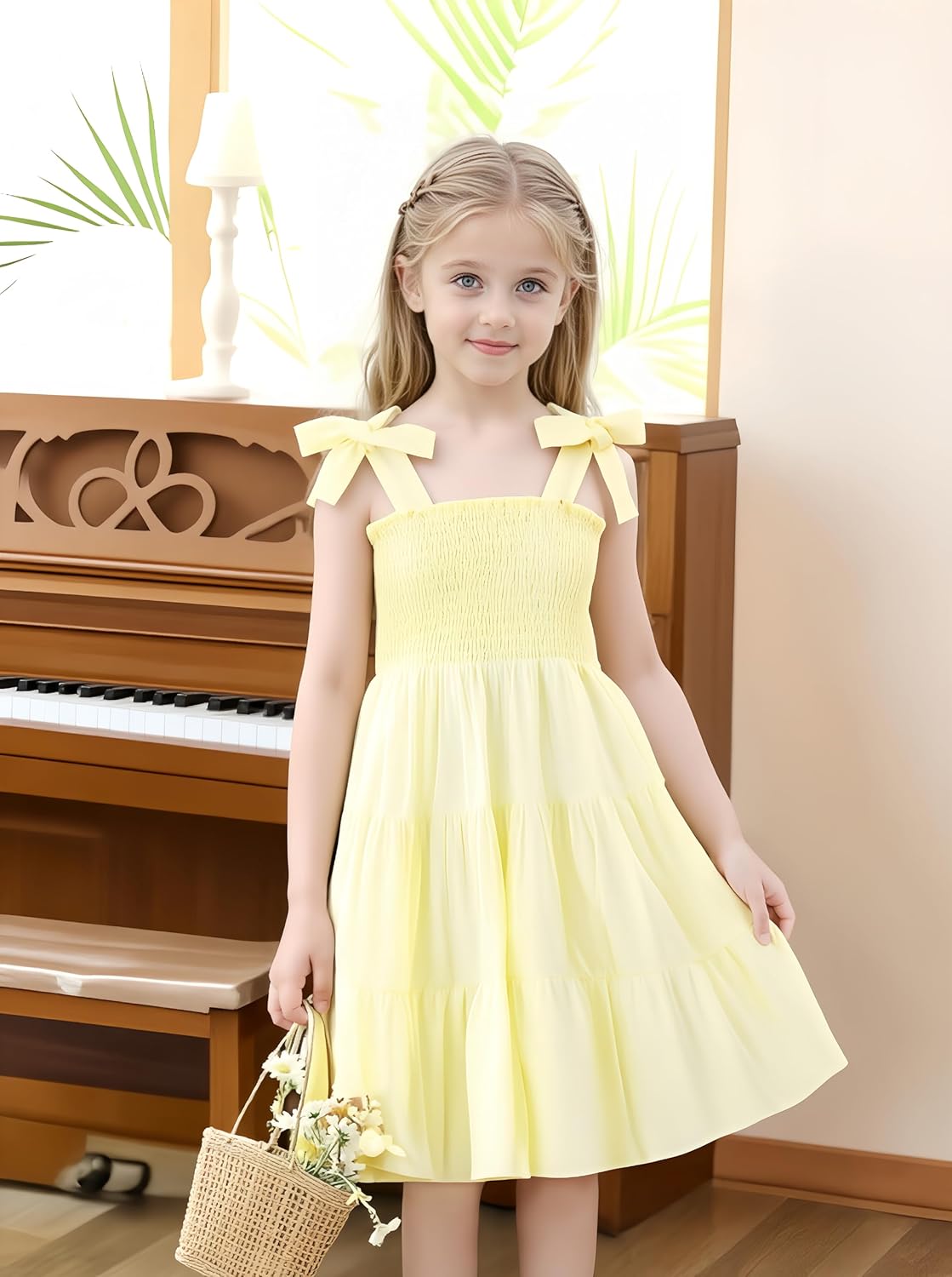 Magic Park Baby Toddler Girl Sleeveless Ruffle Dresses Child Summer Tiered Tie-Strap Beach Sundress Teen Casual A-Line Dress - Image 2