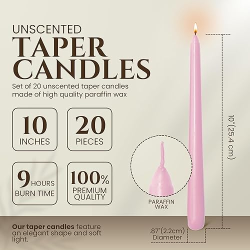 Miniatura 149 de Axiom Candles Velas altas sin goteo de 10 pulgadas sin perfume y sin humo, 9 horas de tiempo de combustión, velas cónicas para el hogar, cenas