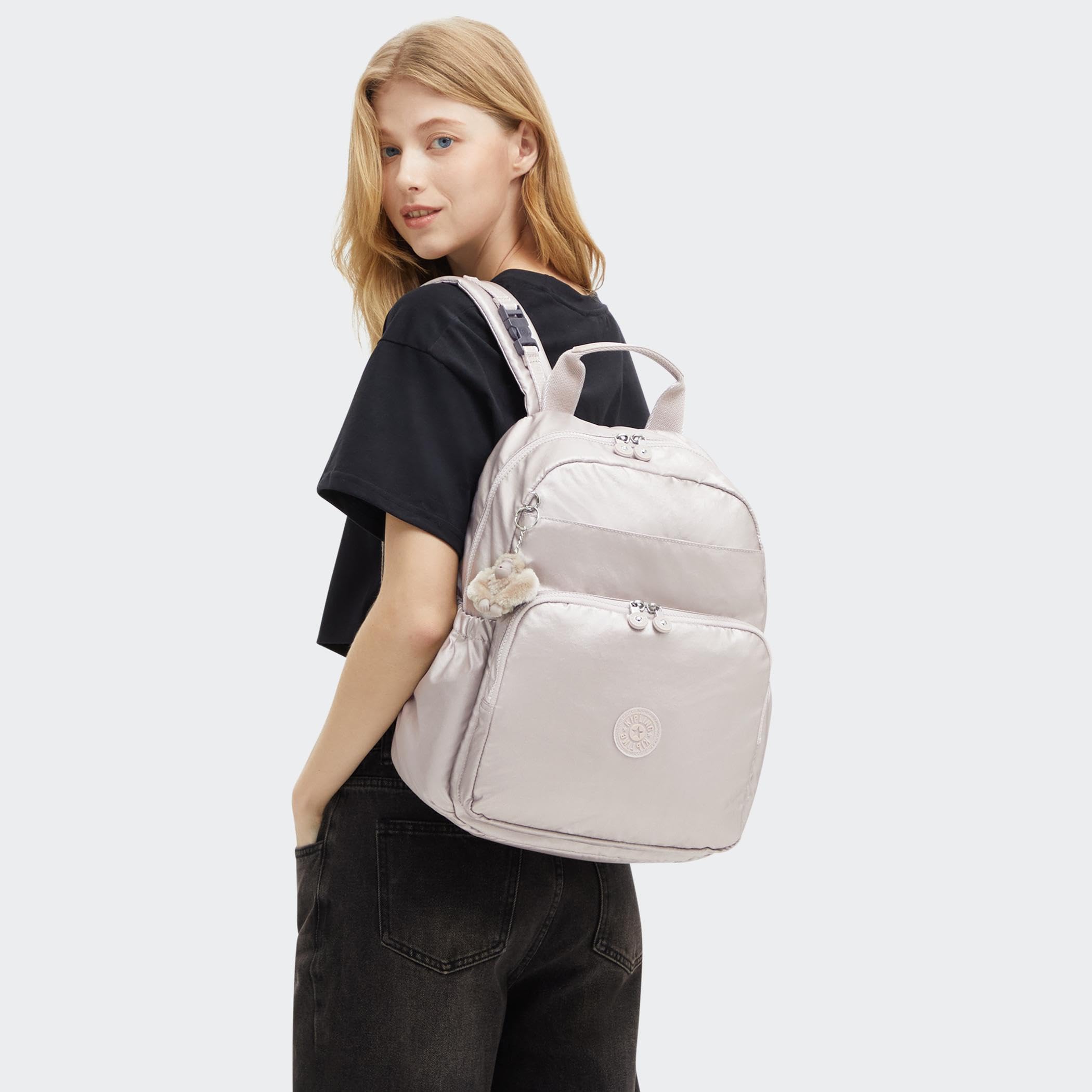Kipling Maisie Mochila para bebé, Metallic Glow (Plata)