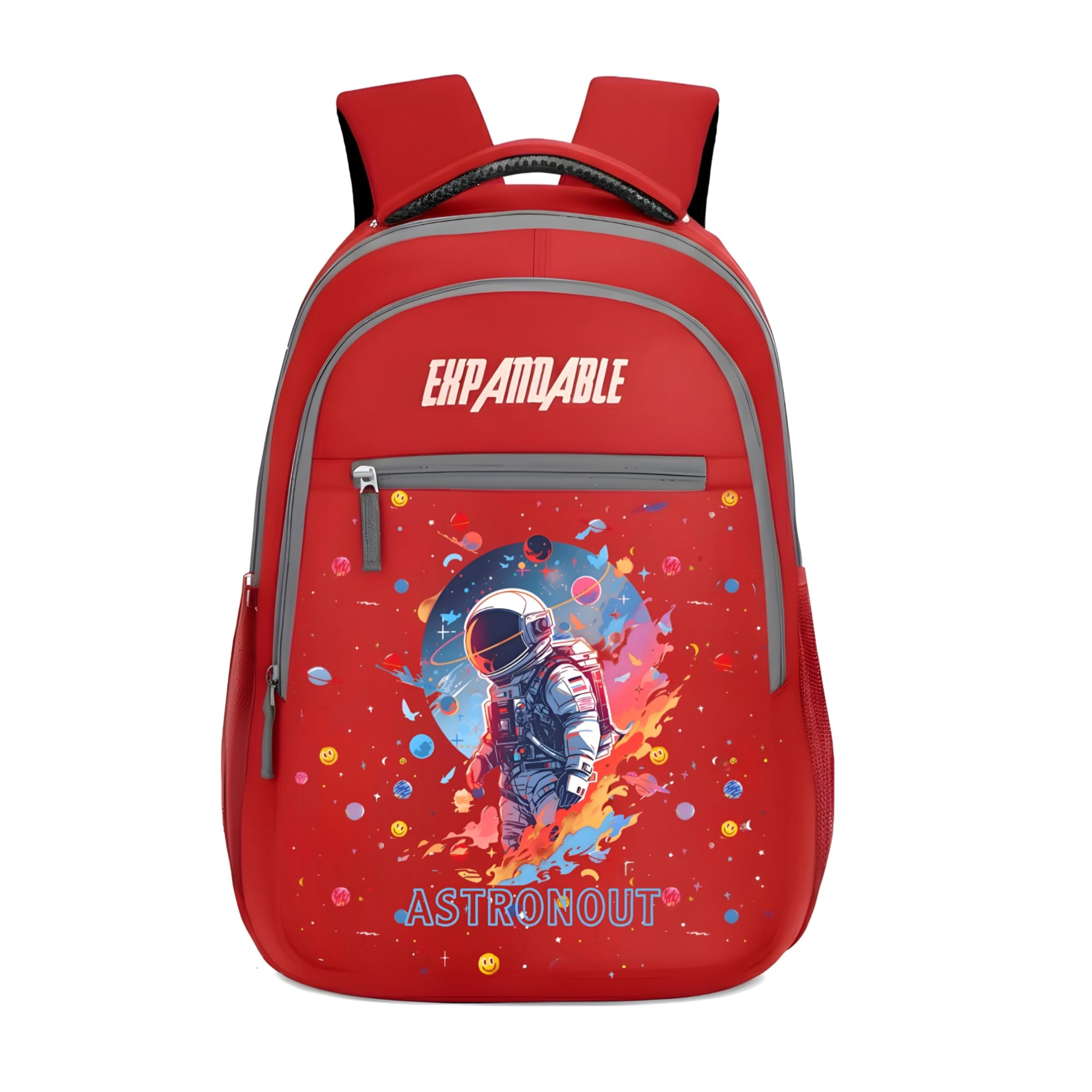 expandable Kids Backpack for School - Vibrant Red Astronaut Space Theme School Bag for Boys & Girls - Lightweight, Water-Resistant Student Bookbag with Padded Straps-picture-52
