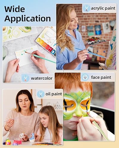 Miniatura 6 de Nicpro Juego de 12 pinceles de pintura para artista, pinceles estéticos pastel para pintura acrílica, óleo, acuarela, gouache, témpera, cara,