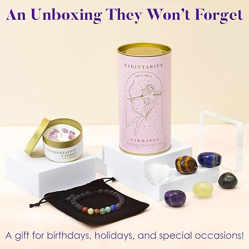 Miniatura 5 de Regalos de Sagitario para mujer, juego de cristal de sagitario, cristales del zodiaco caídos y piedras curativas, regalos de cumpleaños del zodiaco,