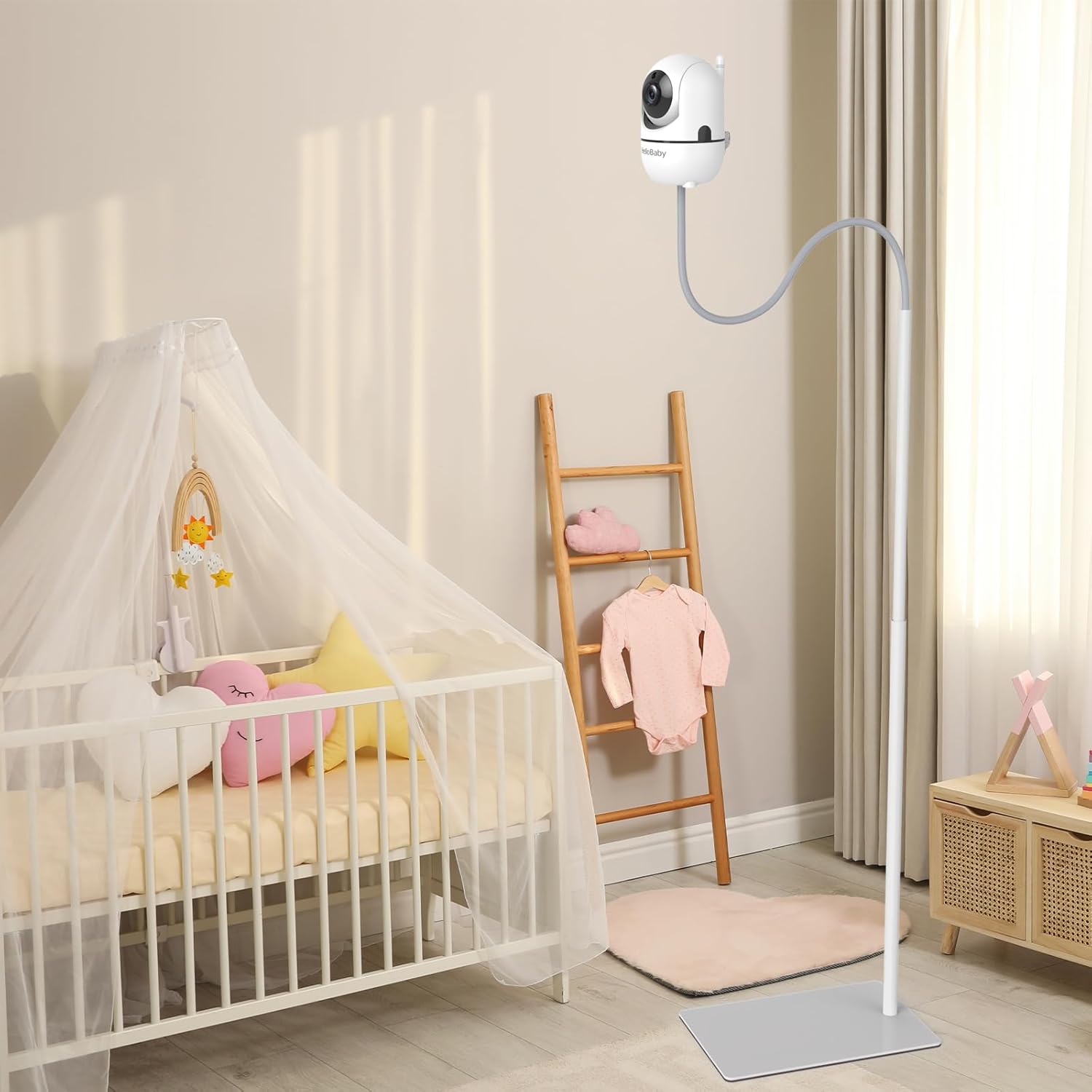 HelloBaby Baby Monitor Floor Stand - Adjustable Height Camera Mount for HB6550/ Plus/ HB6560/ HB65/ HB6148/ HB6351/ HB40/ HB6339 & More Model, Stable Base, No-Drill Installation, Wall-Safe Holder
