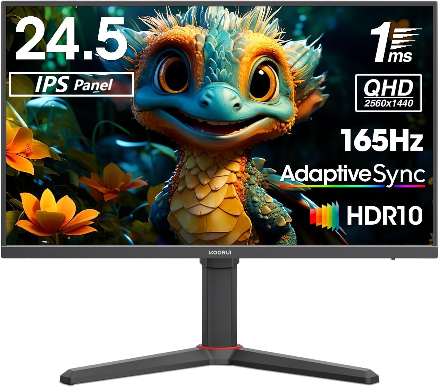 KOORUI 24.5 Inch Gaming Monitor QHD (2560 x 1440), IPS,165 Hz, 1ms, DCI ...